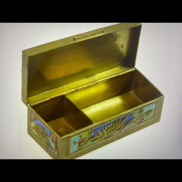 Antique Chinese Miniature Brass Stamp Box 3.5”Wide - Picture 3 of 5